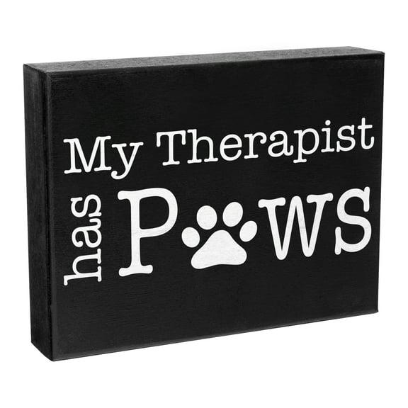 JennyGems My Therapist Has Paws Wooden Sign, Funny Dog Signs for Home Decor, Dog Mom Gifts, Dog Decor