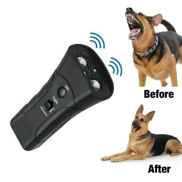Ultrasonic Anti-Bark Dog Training Equipment and Barking Control Device Electronic Clicker Trainer for Walking Jogging and Aggressive Behavior Handheld and Portable Black