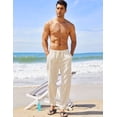 thumbnail image 3 of COOFANDY Men Casual Cotton Linen Loose Pant Elastic Waist Drawstring Harem Pants, 3 of 7