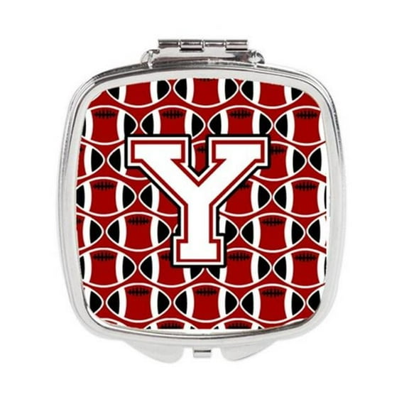 Carolines Treasures Letter Y Football Cardinal & White Compact Mirror