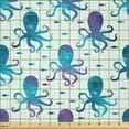 thumbnail image 2 of Ambesonne Octopus Fabric by the Yard Microfiber, Polygonal Animal Design, 10 Yards, Blue Purple White, 2 of 2