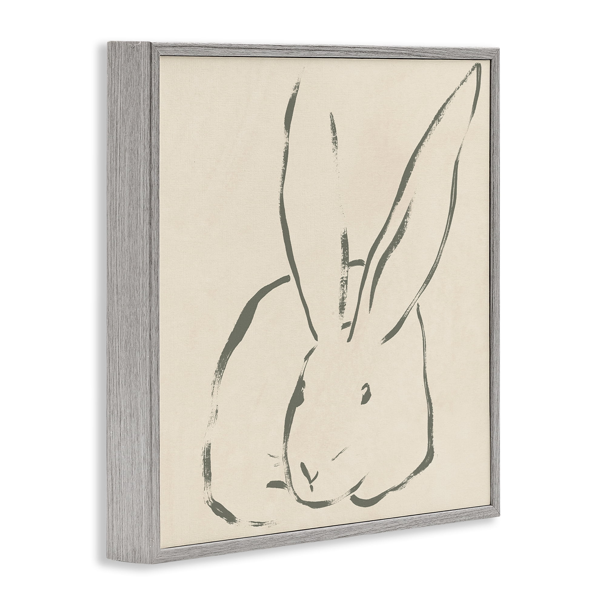 Stupell Industries Minimal Bunny Outline Animals & Insects Drawing Gray Framed Art Print Wall Art, 17 x 17