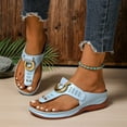thumbnail image 6 of HomeDM Women's Wedge Flip Flops Sandals Flatform Comfort Plantar Slip On Thong Sandals for Summer Beach Vacation, Blue Size 6.5, 6 of 9