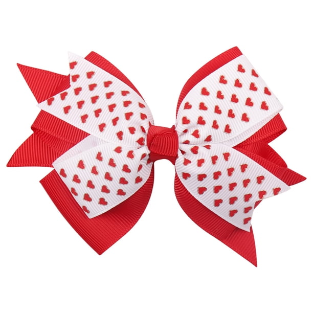 Guardurnaity Pinza para el pelo con lazo para niñas, horquillas con forma de corazón, pasadores, tocados Accesorio para el cabello rojo doble capa