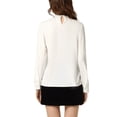 thumbnail image 3 of INSPIRE CHIC Women's Sequin Mock Neck Pleated Long Sleeve Work Blouse Top White M, 3 of 5