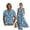Blue Coral Bubble, variant on Cherry Blossom Moon Print Linen-Like Couple Matching Outfits Long Dress for Women Mens Shirts Short Sleeve Button Up Shirt Beach Vacation Dress Couples Matching Outfits, Size 2XL