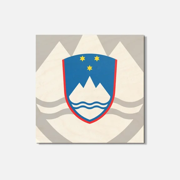 Slovenia Coat Of Arms 4'' X 4'' Square Wooden Coaster