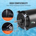 thumbnail image 4 of VEVOR 1 HP Pool Pump Motor, 56J Frame, 115V(9.8 Amps)/230V(4.9 Amps) 3450 RPM, 60Hz, 1.4 Service Factor, 90μF/250V Capacitor, CCW Rotation Round Flange Replacement Motor, 4 of 9