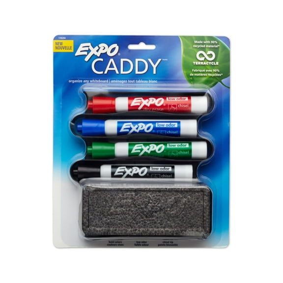 EXPO Low Odor Dry Erase Marker Mountable Whiteboard Caddy Set