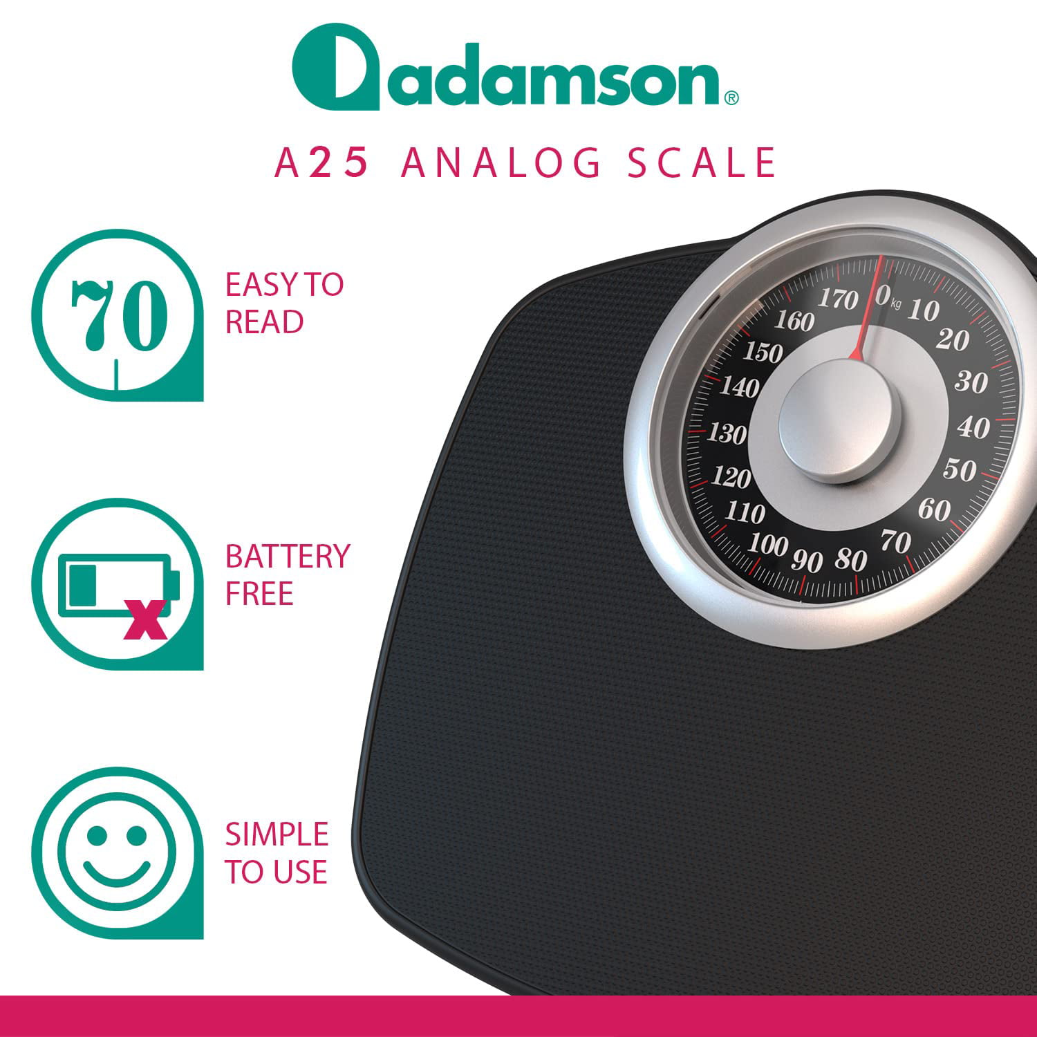 Adamson A27 Body Weight Scale, Up to 350lb Precision Analog, No