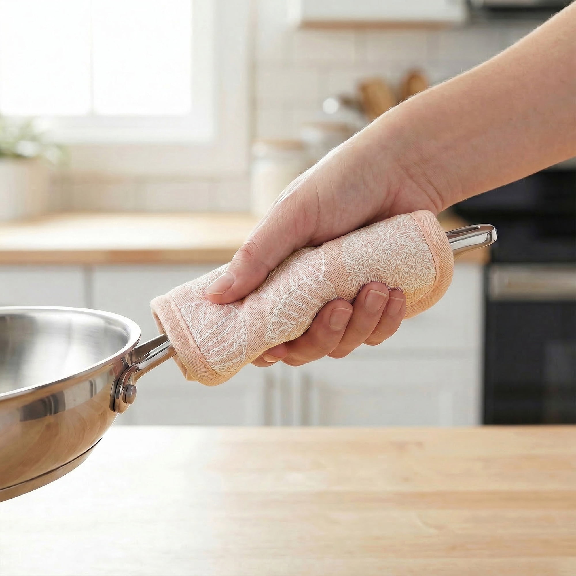 Unique Bargains Pot Holders Heat Resistant Non Slip Hot Pads for Kitchen Baking Pink 6Pcs