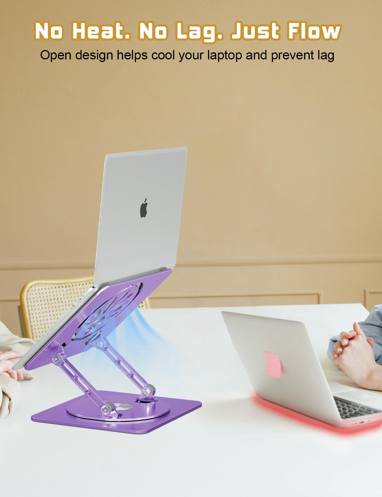 Adjustable Laptop Stand For Desk-360° Rotating Foldable Holder Riser Macbook Pro/air Notebook Up To 16" Purple