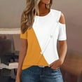 thumbnail image 2 of Inverlee Button Up Shirts for Women Casual Cold Shoulder Short Sleeve Tops Cute Loose Fit Solid Color T Shirts Classic Work Tunic Blouse Summer Fashion, 2 of 8