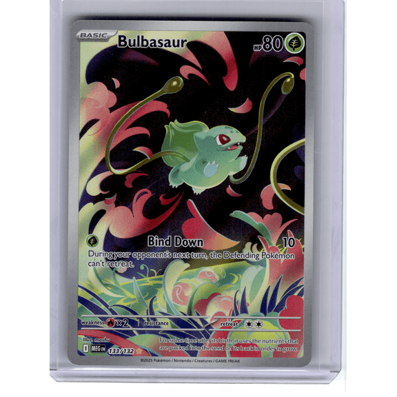 Collectible English Near Mint Pokemon 2025 Mega Evolution Bulbasaur Holo Illustration Rare #133 Card