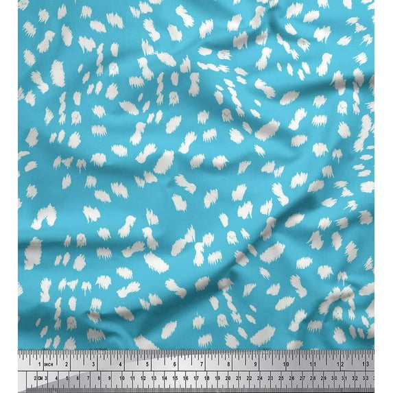 Soimoi Blue Cotton Cambric Fabric Cow Animal Skin Print Fabric by the Yard 58 Inch Wide