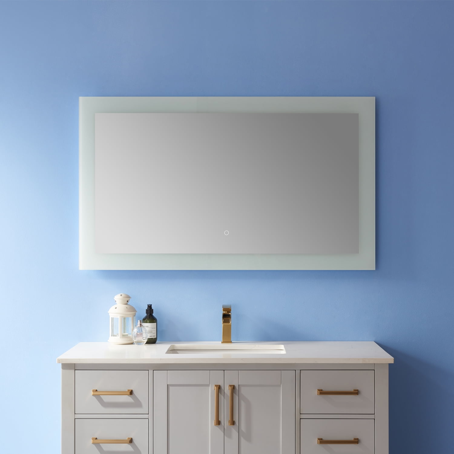 Vinnova Callista 48" Rectangle LED Lighted Bathroom Vanity Wall Mirror, Clear