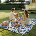 thumbnail image 4 of Middle Century Outdoor Rug for Patio/Deck/Porch, Non-Slip Large Area Rug 4 x 6 Ft, Vintage Farmhouse Bohemia Style Blue Indoor Outdoor Rugs Washable Area Rugs, Reversible Camping Rug Carpet Runner, 4 of 8