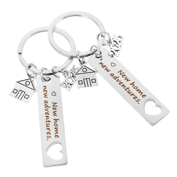 2 to New Home Keychain for Adults Halloween Silver