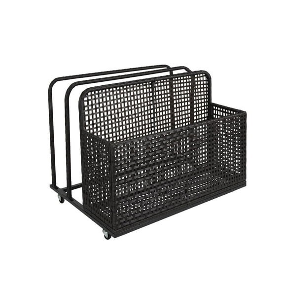 Huisuilinss Outdoor Pool Float Storage,Rattan Pool Caddy With Wheels,Outdoor Wicker Patio Poolside Float Storage, Pool Storage Pool Float Caddy for Floaties, Noodles, Life Vests, Beach Balls, Toys