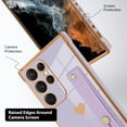thumbnail image 3 of Designed for Samsung Galaxy S23 Ultra Case with Strap Luxury Love Heart Plating Gold Bumper Phone Cover Wristband Kickstand Full Body Protective Slim Case for Women-Purple, 3 of 12