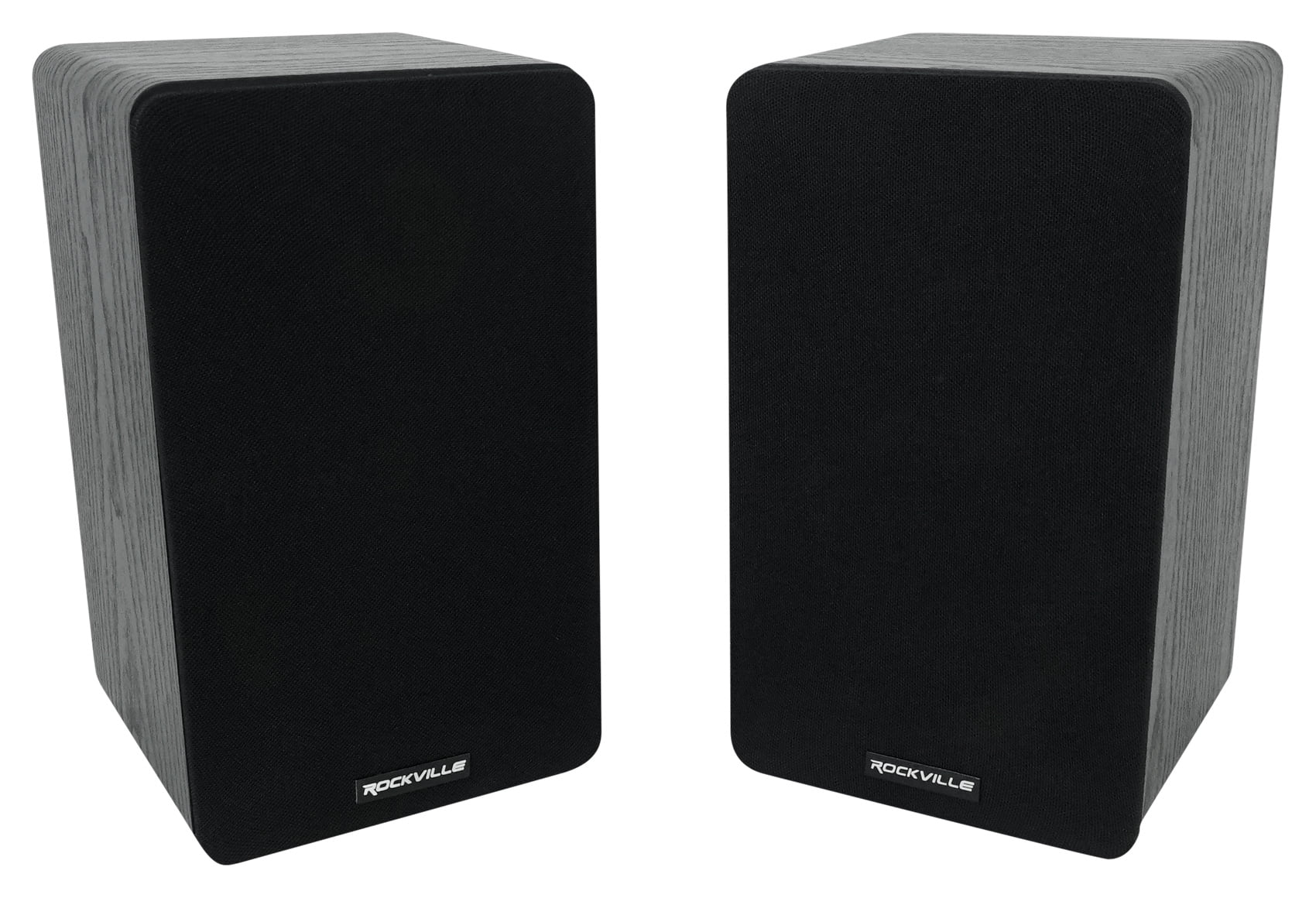 Pair Rockville RockShelf 54B Black 5.25" Home Bookshelf Speakers w/21" Stands
