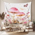 thumbnail image 2 of Pink Mushroom Tapestry for Bedroom Wall Hanging Tapestry, Spring Botanical Elegant Summer Floral Ceiling Backdrop Tapestries Poster Blanket Wall Decor for Teens Room Living Room Dorm 51" x 59", 2 of 8