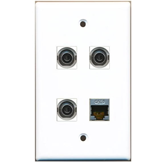 RiteAV - 1 Port Shielded Cat6 Ethernet 3 Port 3.5mm Wall Plate
