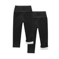 thumbnail image 2 of Bnwani Leggings for Kids Girls High Waist Elasticity Fleece Warm Solid Black 2 Pack, 2 of 3