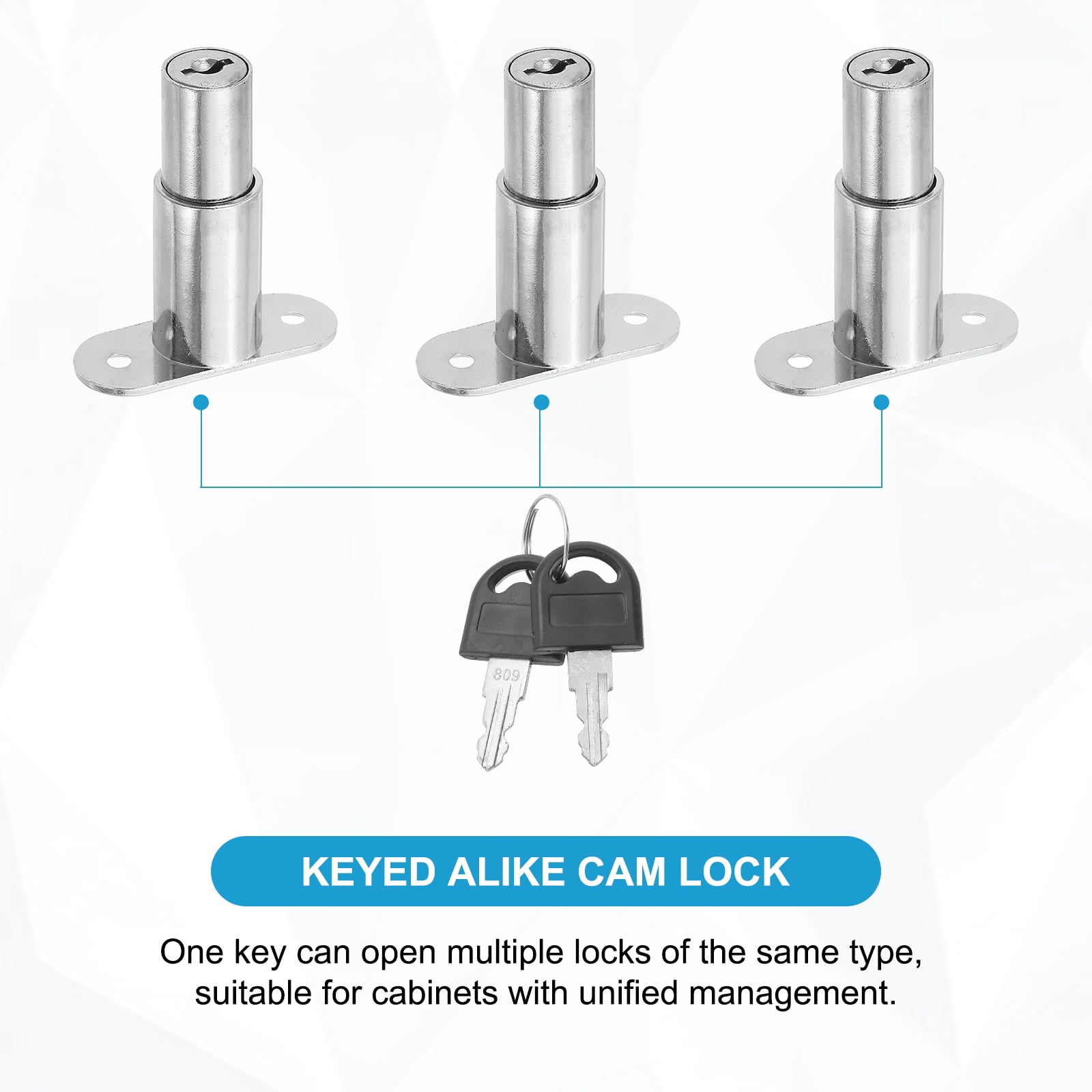 Uxcell Push Plunger Lock 23mm(8/9 Inch) Cylinder Length, 6 Pcs Zinc Alloy Cabinet Door Lock Keyed Alike for File Desk Drawer Wardrobe Sliding Door