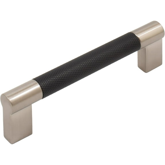 Stone Harbor Hardware Urban Cabinet Pull, 96 Millimeters, Matte Black with Satin Nickel Ends