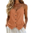 thumbnail image 2 of Hvogkswy Womens Button Down Linen Camisole Tops Solid V Neck Sleeveless Tops Loose Breathable Beach Vacation Summer Casual Tank Tops, 2 of 6