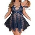 thumbnail image 2 of Avidlove Women Plus Size Lingerie Front Open Nighty Lace Chemise Sleepwear Deep V Mesh Nightdress, 2 of 4