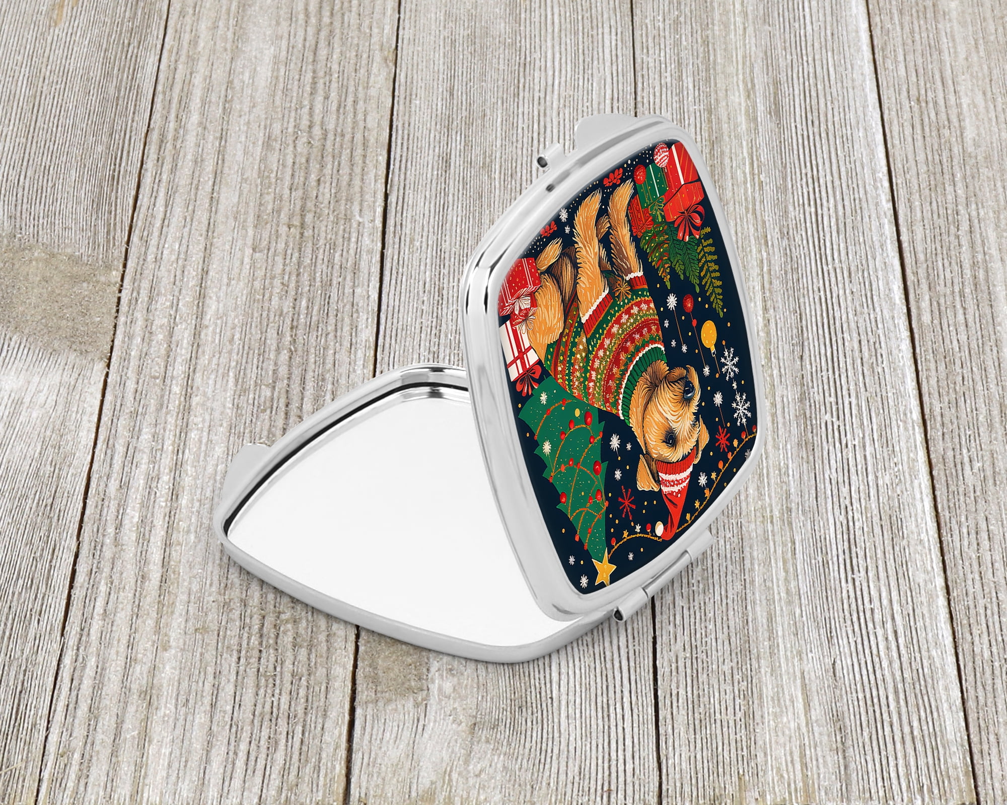 Lakeland Terrier Christmas Compact Mirror 2.75 in x 3 in