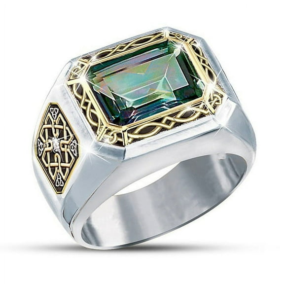 Men's Fashion Square Gem Two-tone Ring