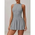 thumbnail image 2 of Womens Tennis Golf Dress with Built-in Bra Shorts Zipper Slim Fit A-Line Hem Skirt Athletic with Pockets Grey M, 2 of 8