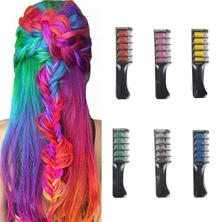 FLORATA Bright Hair Chalk Set - Hair Color Dye Comb Hair ChalkNon-Toxic Metallic Glitter for All Hair Colors