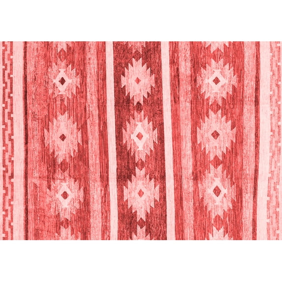 Ahgly Company Machine Washable Indoor Rectangle Abstract Red Modern Area Rugs, 2' x 5'