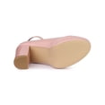 thumbnail image 5 of BLISSFUL STEP Inspired Women's Block Heel Pumps Platform Ankle Strap Round Toe Heel Pink 11, 5 of 7