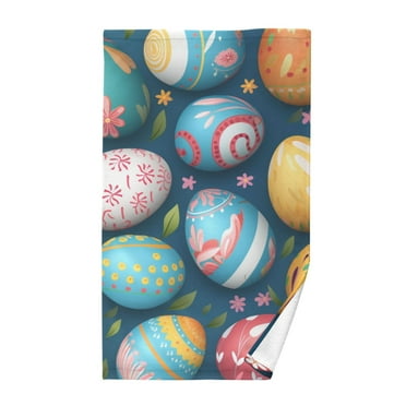 Bath Towels Cotton Face Towel Soft Absorbent Quick Dry for Bathroom 16"x28" Colorful Easter Eggs