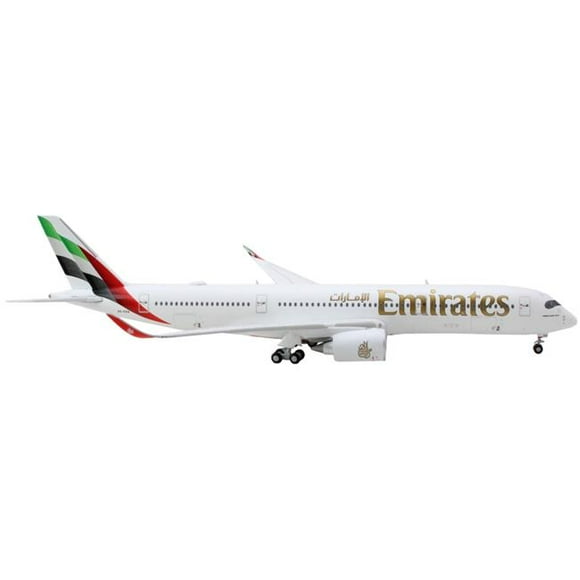 GeminiJets GJ2241 Airbus A350-900 Commercial Aircraft Emirates Airlines with Striped Tail 1-400 Scale Diecast Model Airplane&#44; White