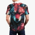 thumbnail image 6 of Cauagu Red Flame Wolf Head Print Men's Polo Shirts, Short-Sleeve Polo Shirts for Men Performance Golf Shirt Athletic Casual Collared T-Shirt-Large, 6 of 8