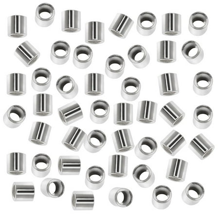 Tube Jewelry Metal Bead - Tube Crimp Beads, 1.5x1.5mm, 50 Pieces, Silver Plated