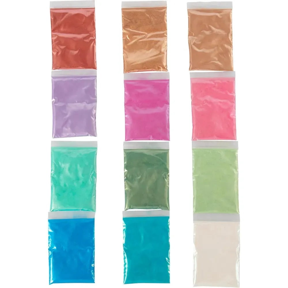 Maddie Rae's Slime Pearl Pigment Powder Extra Large 28g (1oz) Packs- 12 Mica Powder Colors - Great for Slime, Soap Making, Candle Making, Bath Bomb Dye Colorant