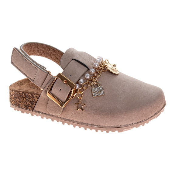 Laura Ashley Slingback Clogs Girls Charm Fashion Shoes with Adjustable Buckle Strap (Toddler/LIttle Kid), Sand, Size: 10