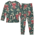 thumbnail image 2 of FORMRS Long Sleeve Top and Pants Pajama Set for Niños 2-Piece Sleepwear, Sizes 18M-8Y, Green Christmas Candy Canes, 2 of 6