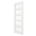 thumbnail image 3 of 24" x 80" 5 Panel Clear Glass Interior Door Slab, Solid Core Door Panel as Barn Door, Pocket Door, French Door, Prehung Door - as Panty Door, Closet Door, Pre-finished & Paintable, White, 3 of 9