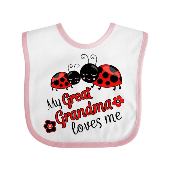 Inktastic My Great Grandma Loves Me with Cute Ladybugs Boys or Girls Baby Bib