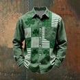 thumbnail image 3 of IWRICH St. Patrick's Day Shirt for Men Green Clover Printed Tees Long Sleeve Holiday Tops Button down Shirts 02-Green M, 3 of 3