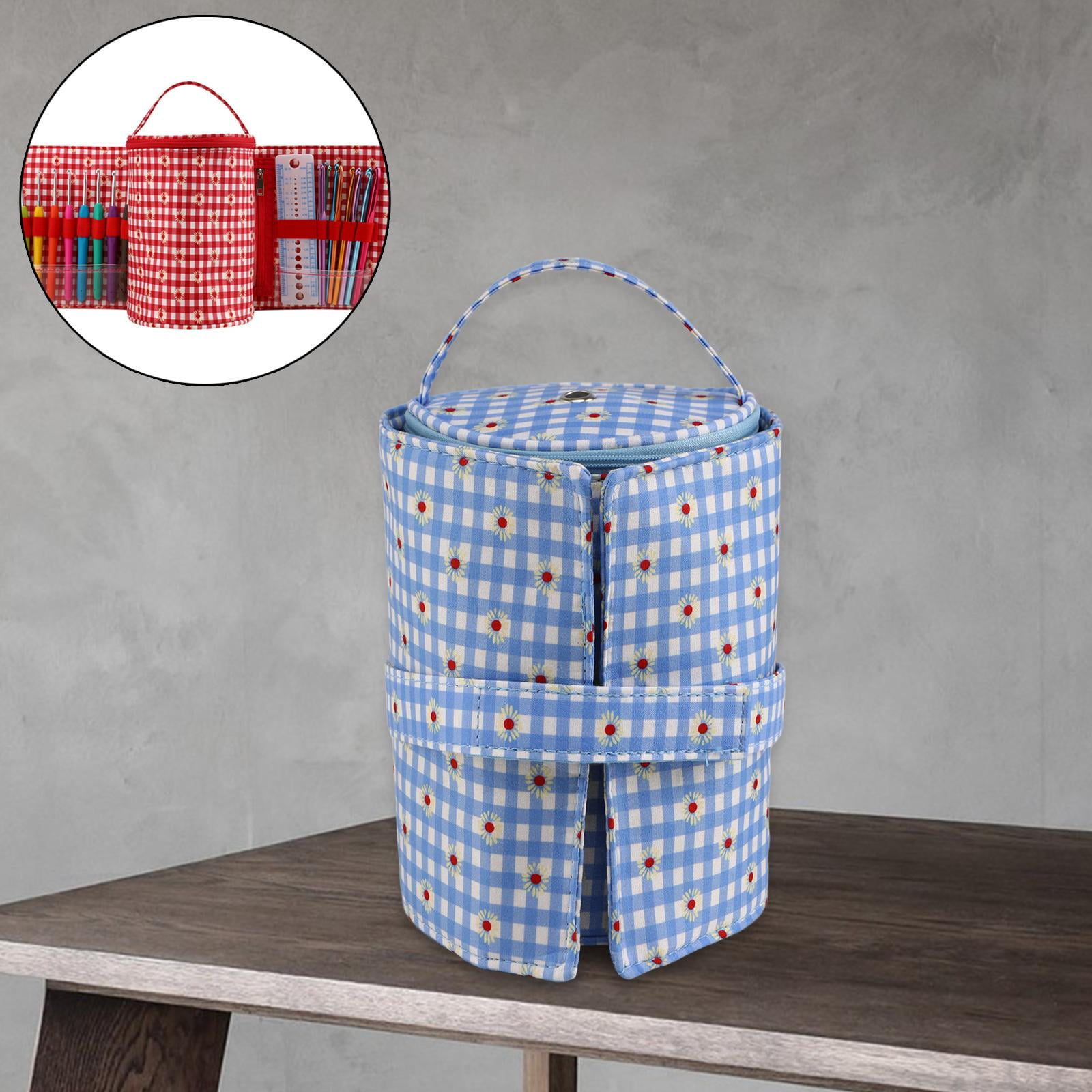 Yarn Storage Tote,Yarn Storage Tote Bag Knitting Crochet Organizer,Detachable Yarn Dispenser Thread Holder case Tote,Portable Storage Bag Yarns Projects Carrying Case,Knitting Crochet Blue