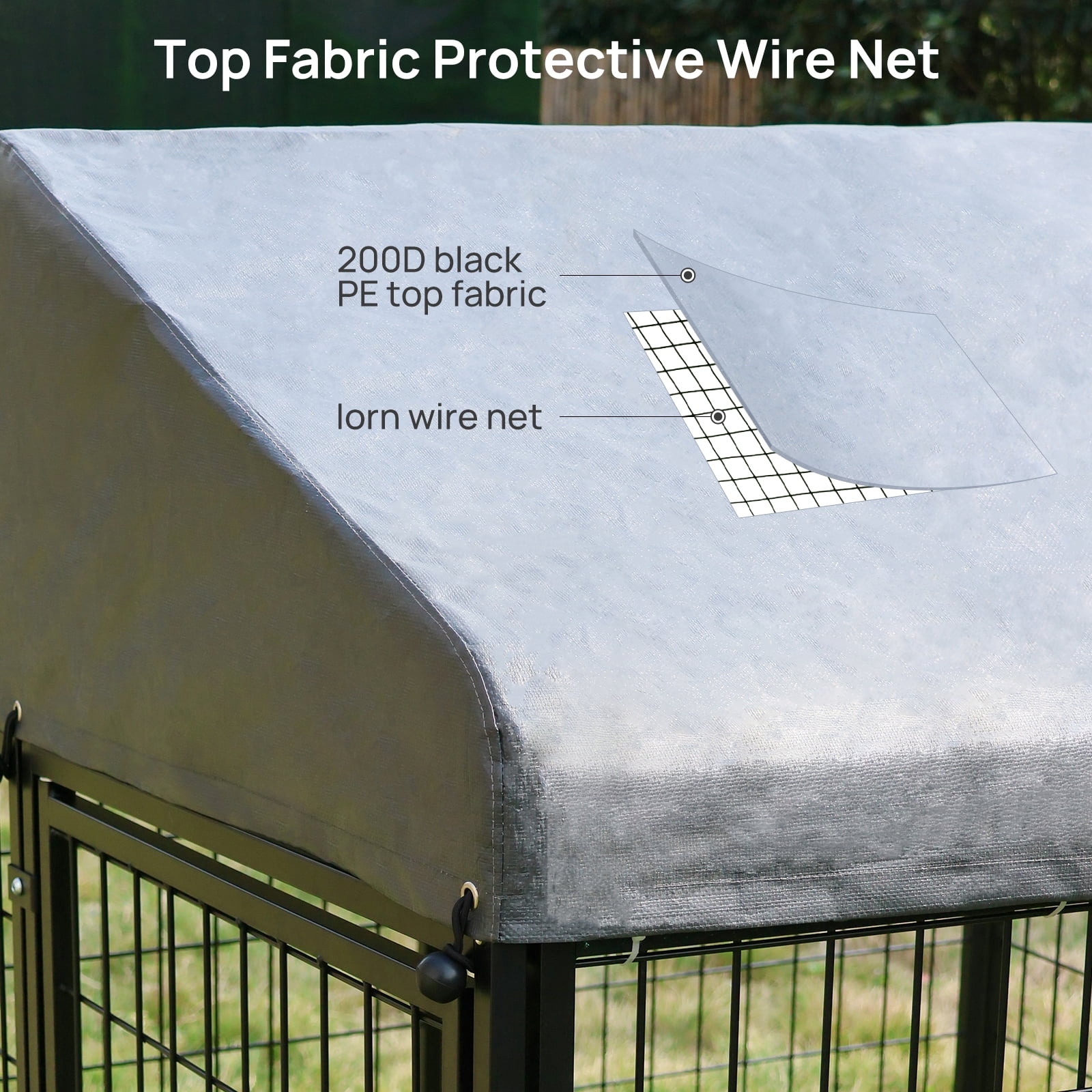 Dog Kennel Outdoor with Roof,4.5 x4.5 x4.9 ft Large Metal Dog Enclosure with Lockable Door for Small/Medium Dogs
